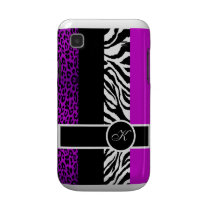 Purple Leopard and Zebra Monogram Animal Print Samsung Galaxy Case