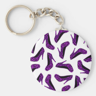 Purple Leopard Animal Print High Heel Shoes Print Key Chain