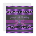 Purple Leopard Girls 13th Birthday Party invitations