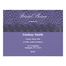 Purple Leopard Pattern Bridal Shower Invitation