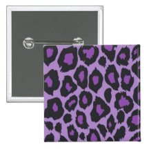 Purple Leopard print Pinback Buttons