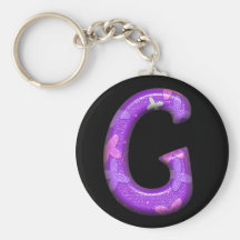 Purple Letter G - Butterfly Alphabet - Keychain
