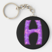 Purple Letter H - Butterfly Alphabet - Keychain