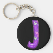 Purple Letter J - Butterfly Alphabet - Keychain