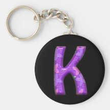 Purple Letter K - Butterfly Alphabet - Keychain