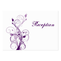 Purple Lilac White Floral Reception Enclosure Card Business Card