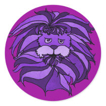 PURPLE LION LABELS ROUND STICKER