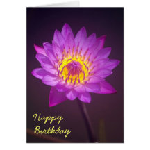 Purple Lotus Flower Birthday Card