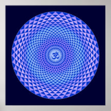 Purple Lotus flower meditation wheel OM Posters