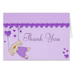 Purple Love Heart Design Thank You Card