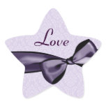 Purple LOVE Wedding Bow & Damask Star Sticker