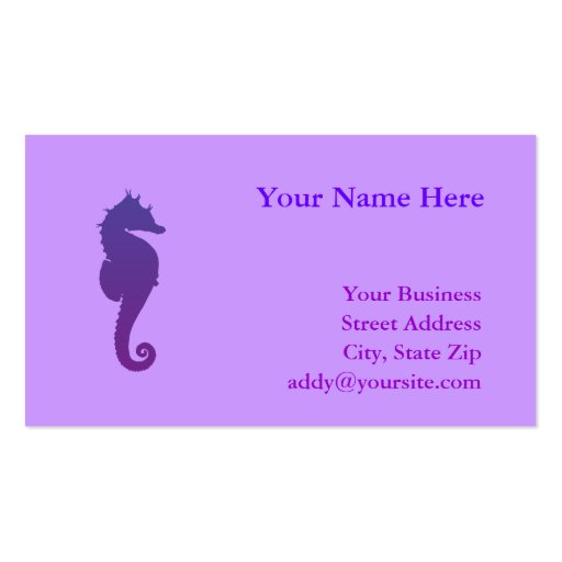 Purple Magic Sea Horse Business Card Template