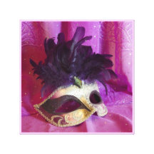 Purple Masquerade Mask Square Canvas Prints