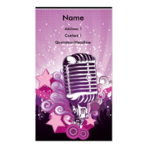 ♫ Purple Mic and Pink stars ♫ Business Card Templates