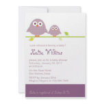 Purple  Moma and Baby Owls-baby shower invitations