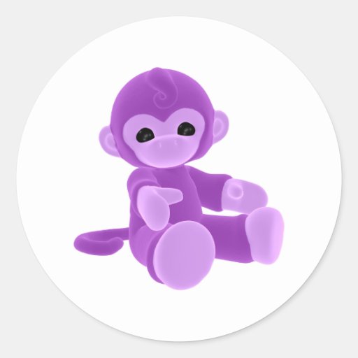 Purple Monkey Round Stickers