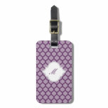 Purple Moroccan Pattern with Monogram Luggage Tags luggage tags