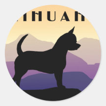 Purple Mountains Chihuahua Round Sticker