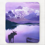 "Purple Mountains Majesty" Moose Watercolor mousepads