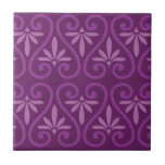 Purple on Purple Floral Pattern Ceramic Tile