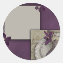 Purple orchid invitation sticker