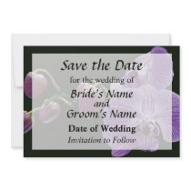 Purple Orchid With Buds Save the Date Personalised Invitation