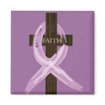 Purple "Painted" Cancer Ribbon on Cross magnets