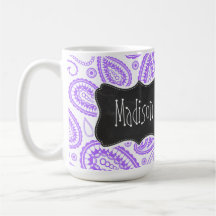 Purple Paisley Vintage Chalkboard look Coffee Mug