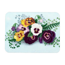 Purple Pansies and Delicate Ferns Magnet