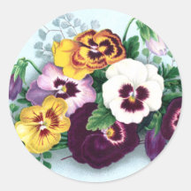 Purple Pansies and Delicate Ferns Stickers