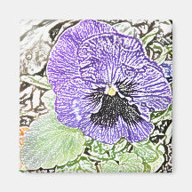 Purple pansy magnet