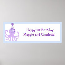 Purple Party Octopus Birthday Banner Customised