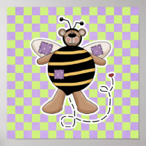 Purple Patches Bumble Bear Posters