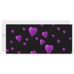 Purple Pattern of Love Hearts on Black. Personalized Rack Card