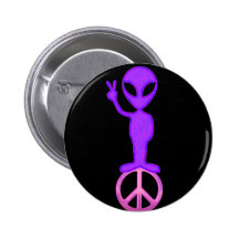 Purple Peace Alien Button