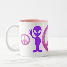 Purple Peace Alien Coffee Mugs