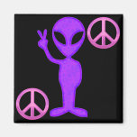 Purple Peace Alien Refrigerator Magnets