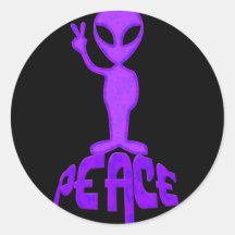 Purple Peace Alien Sticker