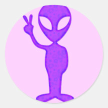 Purple Peace Alien Sticker