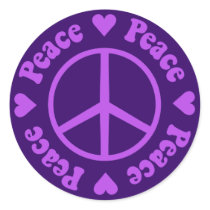 Purple Peace & Love Sticker