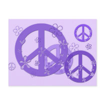 Purple Peace Signs on Cards and Stickers Postcards