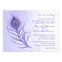 Purple Peacock Feather Wedding Invitation