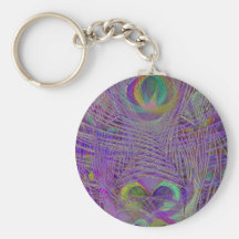 Purple Peacock Feathers Keychains