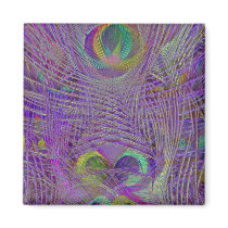 Purple Peacock Feathers Magnets