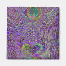 Purple Peacock Feathers Magnets
