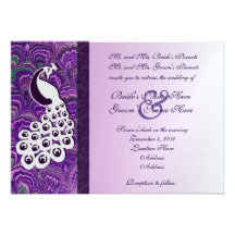 Purple Peacock Wedding Invitation