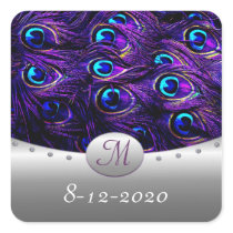 Purple Peacock Wedding Invitation Envelope Seals