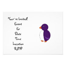 Purple penguin personalised announcement
