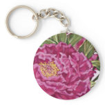 Purple Peony Flowers Garden Painting keychains