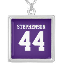 Purple Personalised Sports Name Number Pendant